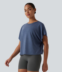 Round Neck Batwing Short Sleeve Casual T-Shirt