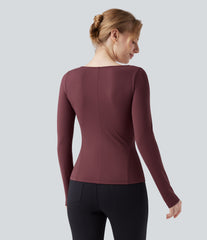 SoftlyZero™ Plush V-neck Long Sleeve Zip Fly Work Jacket with Pockets