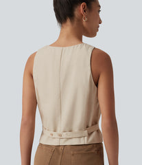 V Neck Casual Linen-Blend Vest