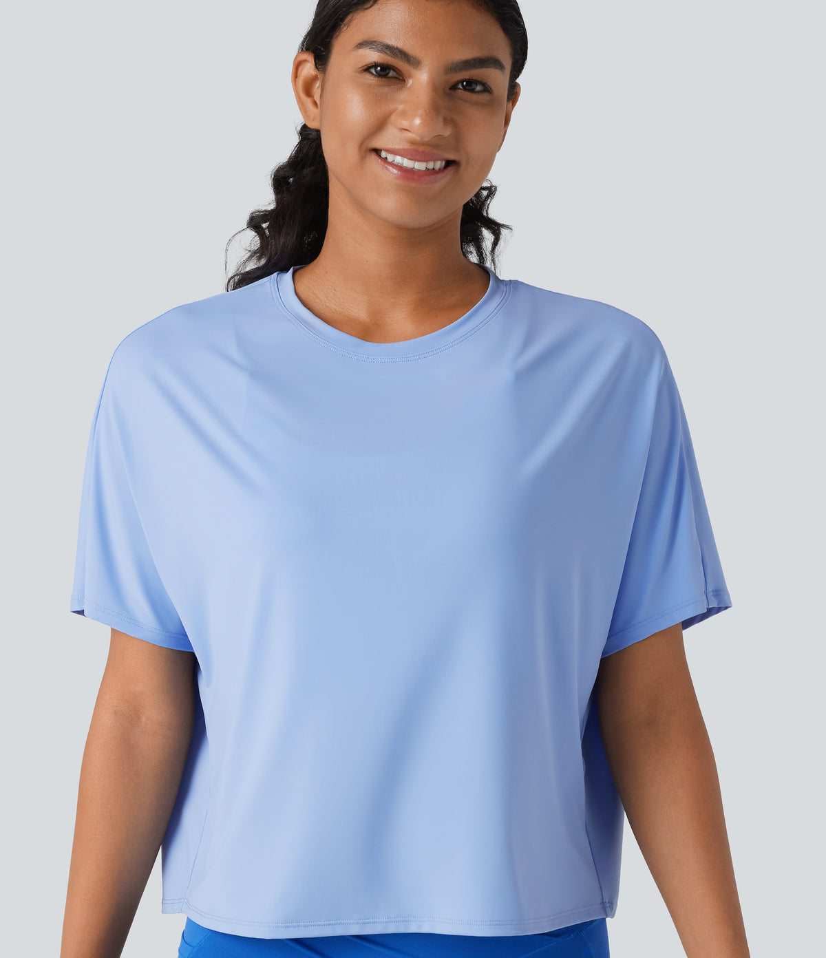 Round Neck Batwing Sleeve Relaxed InstantCool Quick Dry Yoga Sports Top-UPF50+