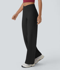 DayStretch Crossover High Waisted Pocket Wide Leg Yoga Pants