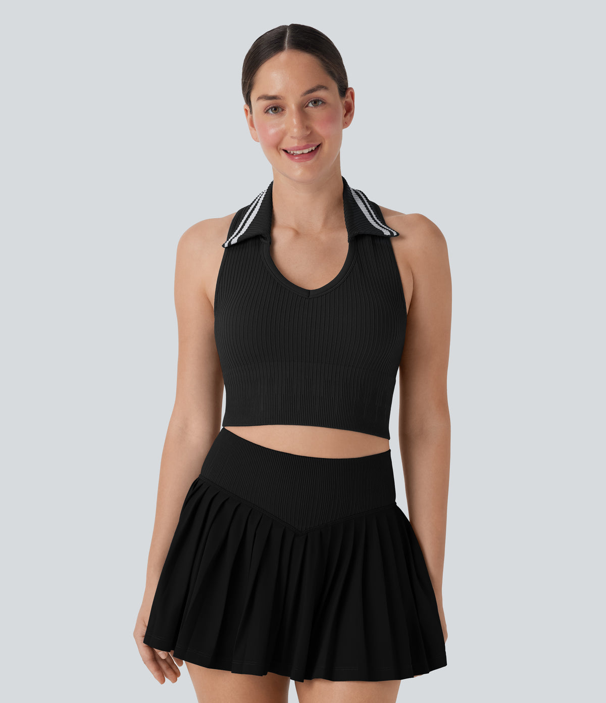 OneForm Seamless Flow Racerback Color Block Cropped Tennis Tank Top