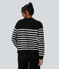 Color Block Striped Work Cardigan