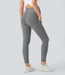 SoftlyZero™ Super High Waisted Back Crossover Pocket 7/8 Yoga Maternity Leggings-UPF50+