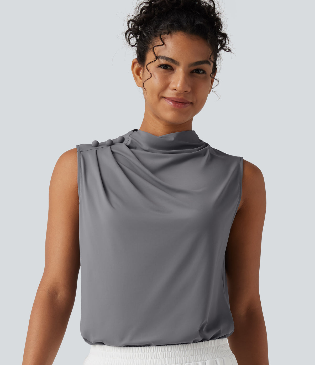 Mock Neck Keyhole Back Sleeveless InstantCool Work Top-UPF50+