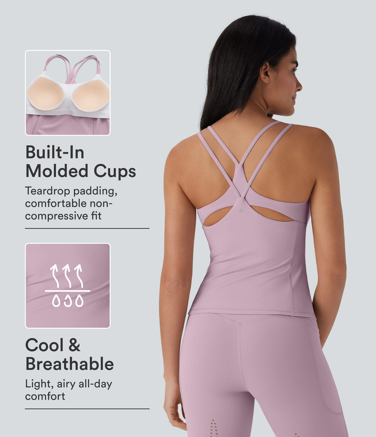 Halara UltraSculpt™ Cool Quick Dry Molded Cups Yoga Cami Top-UPF50+