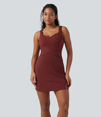 SoftlyZero™ Airy Tummy Control 2-Piece InstantCool Mini Workout Active Dress with Pocket