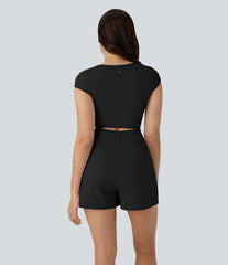 SoftlyZero™ Airy U Neck Cap Sleeve Pocket InstantCool Yoga Romper-Easy Peezy