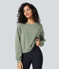 SpacerTek™ Round Neck Raglan Sleeve Solid Casual Sweatshirt