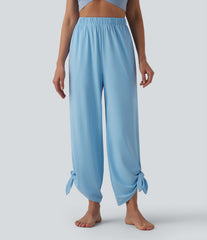 High Waisted Tie Side InstantCool Yoga Joggers with Pockets-UPF50+