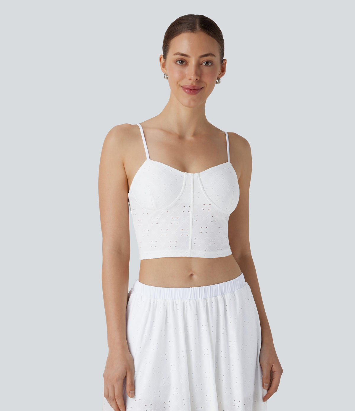 Eyelet Cropped Tank Top