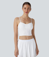 Eyelet Cropped Tank Top