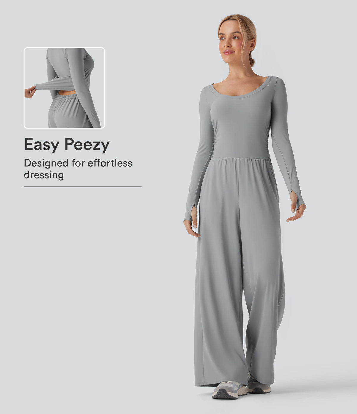 SoftlyZero™ Airy Long Sleeve Thumb Hole InstantCool Workout Jumpsuit with Pockets-Easy Peezy Edition