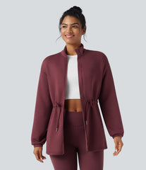 SpacerTek™ Turtleneck Long Sleeve Drawstring Casual Jacket with Pockets