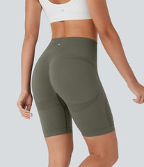 OneForm Seamless Flow High Waisted Ruched Yoga Biker Shorts 7''