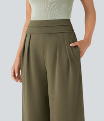 Super High Waisted Tummy Control Pocket Wide Leg Pants