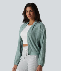 Long Sleeve Casual Bomber Jacket with Pockets