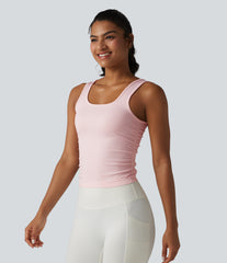 OneForm Seamless Flow Square Neck Ruched Yoga Tank Top