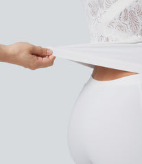 SoftlyZero™ QuickDry Built-in Bra Contrast Lace 2-in-1 Flare Mini Yoga Active Dress with Pockets-Easy Peezy Edition