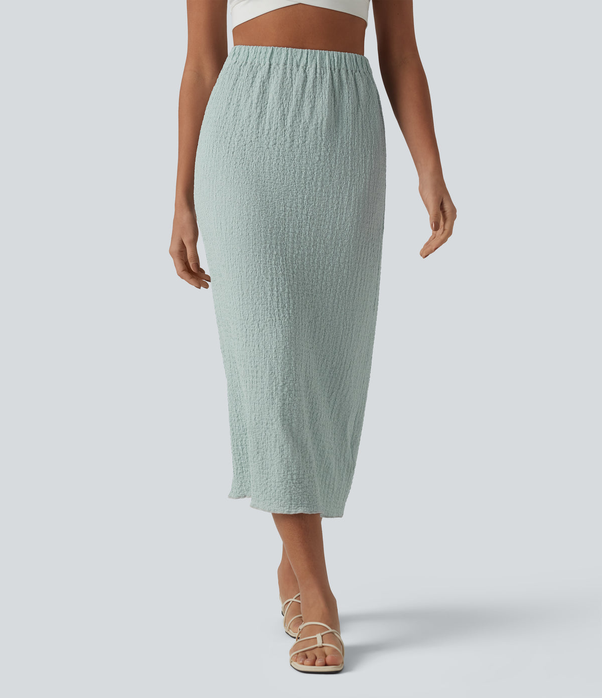 High Waisted Midi Casual Skirt