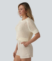 Round Neck Short Sleeve Sweater