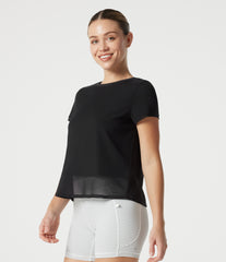 SoftlyZero™ Airy Round Neck Mesh Overlay InstantCool Running Sports Top-UPF50+