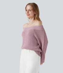 Off Shoulder Long Sleeve Casual Sweater