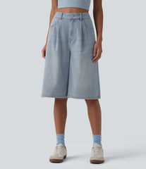 Halara Flex™ High Waisted Denim Casual Bermuda Shorts with Pockets