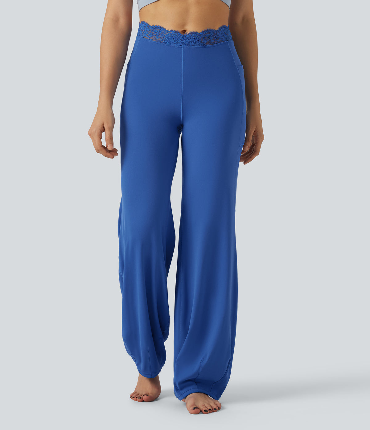 SoftlyZero™ High Waisted Contrast Lace Dance Balloon Pants with Pockets-UPF50+