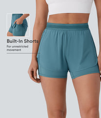 Breezeful™ Mid Rise 2-in-1 Pockets Quick Dry Running Shorts