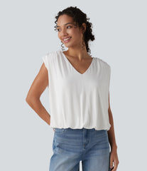 V Neck Sleeveless Casual Top