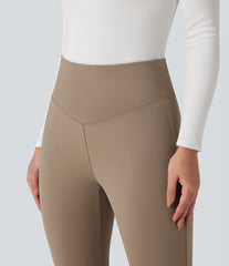 High Waisted Fleece Yoga Flare Leggings