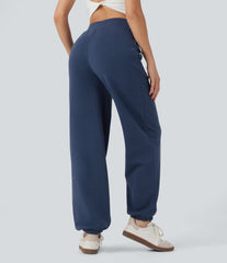 Mid Rise Crossover Casual Cotton Joggers with Pockets