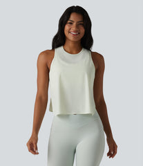 Round Neck Split Curved Hem Running Tank Top
