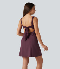 SoftlyZero™ Airy Contrast Lace Tie Back InstantCool Mini Casual Dress