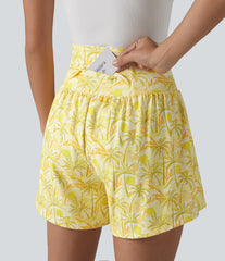 High Waisted 2-in-1 Hawaii Shorts 5'' with Pockets