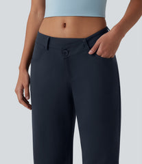 DayStretch Asymmetric Low Rise Straight Leg Casual Pants with Pockets