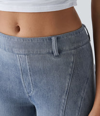 Halara Flex™ Mid Rise Pocket Skinny Denim Casual Shorts 9''