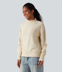 Mock-neck Long Sleeve Casual Sweater