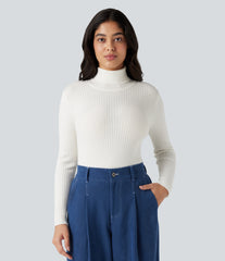High Neck Long Sleeve Work Sweater