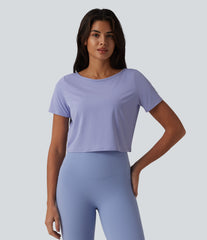 Boat Neck Short Sleeve InstantCool Yoga Sports Top-UPF50+
