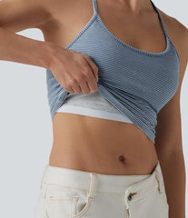 Halara Flex™ U-Neck Built-in Bra Stripes Denim Casual Cami Top