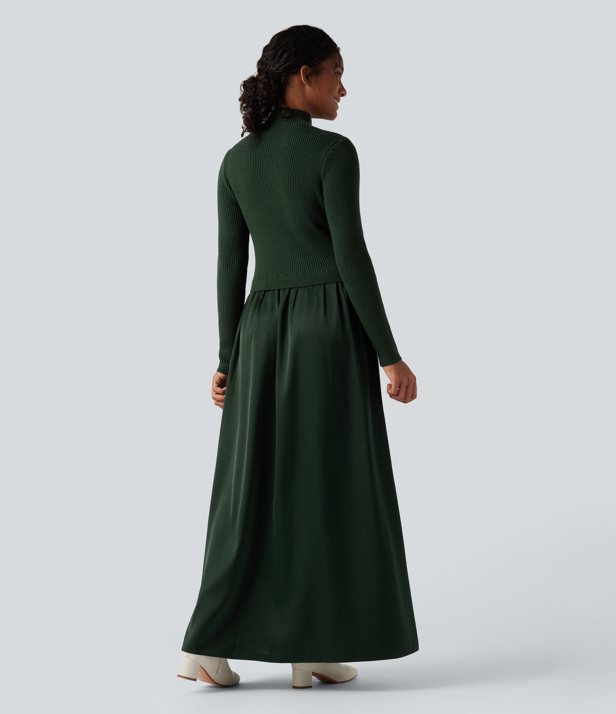 Mock Neck Long Sleeve Maxi Work Sweater Dress