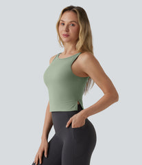 SoftlyZero™ Plush Adjustable Straps Backless Split Hem Yoga Cami Top
