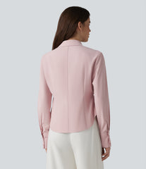 Long Sleeve Curved Hem Casual Shirt with Pocket