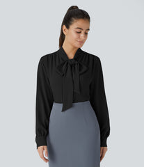 Tie Neck Long Sleeve Work Blouse