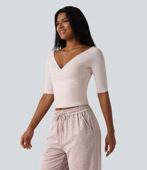 Crossover V-neck Half Sleeve Ultra-slim Fit InstantCool Casual Top-UPF50+