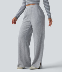 SpacerTek™ High Waisted Straight Leg Casual Sweatpants with Pockets