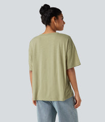 V-neck Short Sleeve Relaxed Casual Top