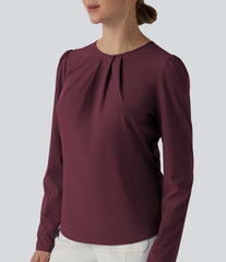 Breezeful™ Round Neck Long Sleeve Keyhole Back Quick Dry Casual Top